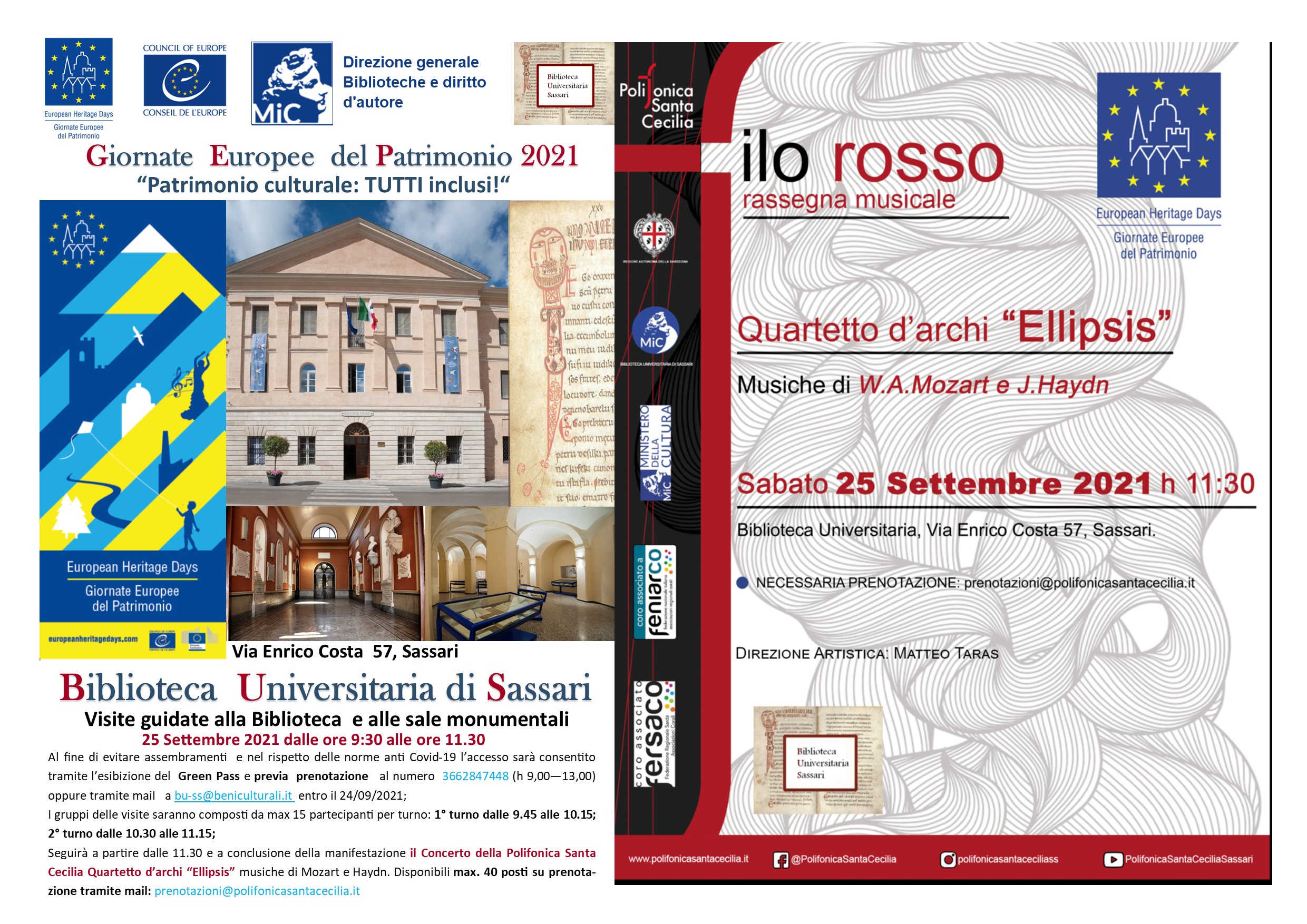 Giornate Europee del Patrimonio  - Visite guidate alla sede monumentale della Biblioteca - ex Ospedale Santissima Annunziata – e al patrimonio Bibliografico e documentale